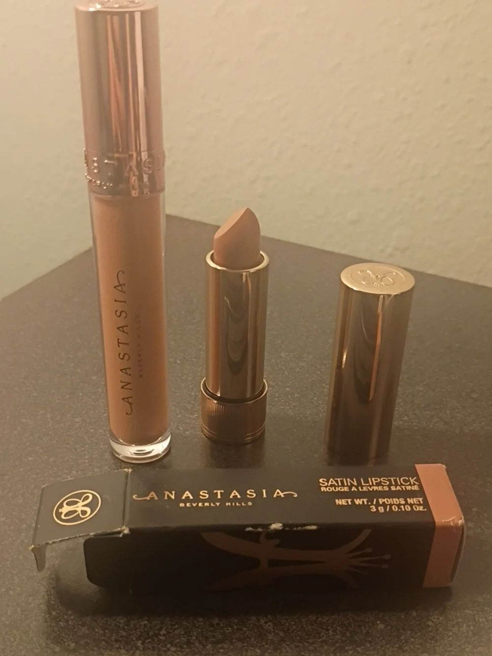 Anastasia Beverly Hills Satin Lipstick & Gloss Duo In Cantaloupe And Honey Taupe